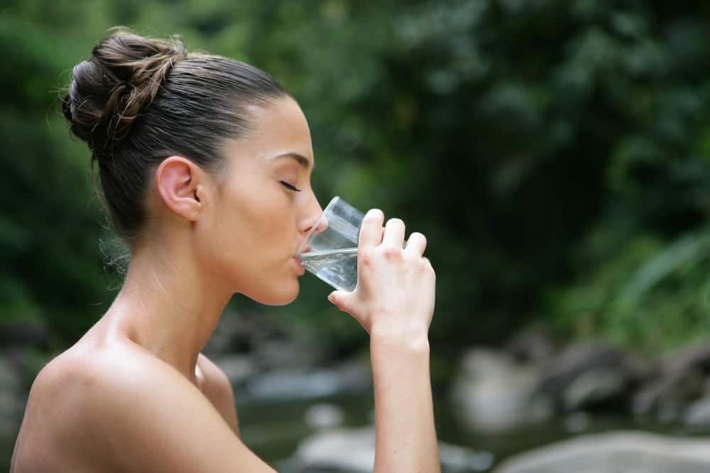 water cure therapy brunette drinking water