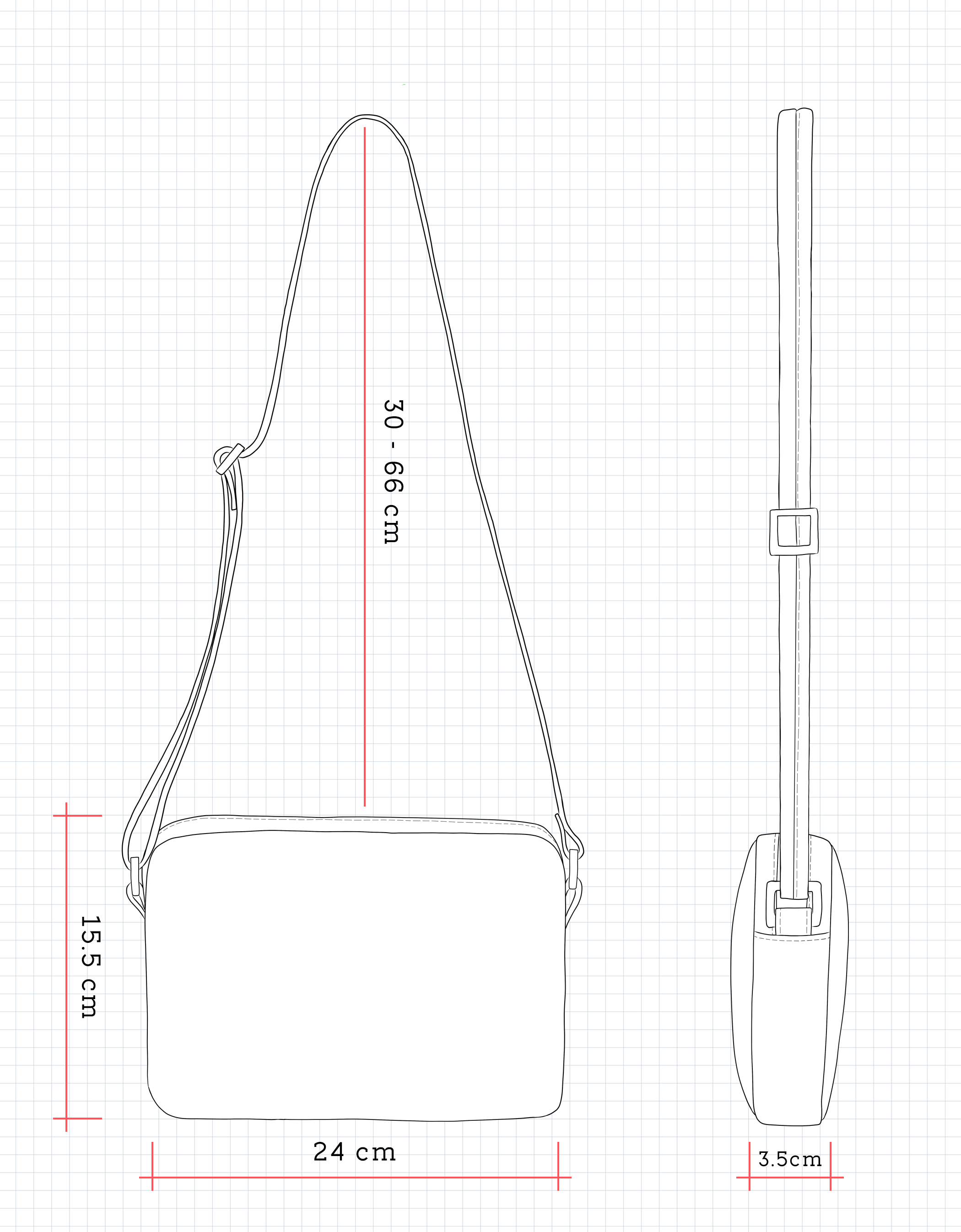 YB154 Leather Cross Body Bag Dimensions