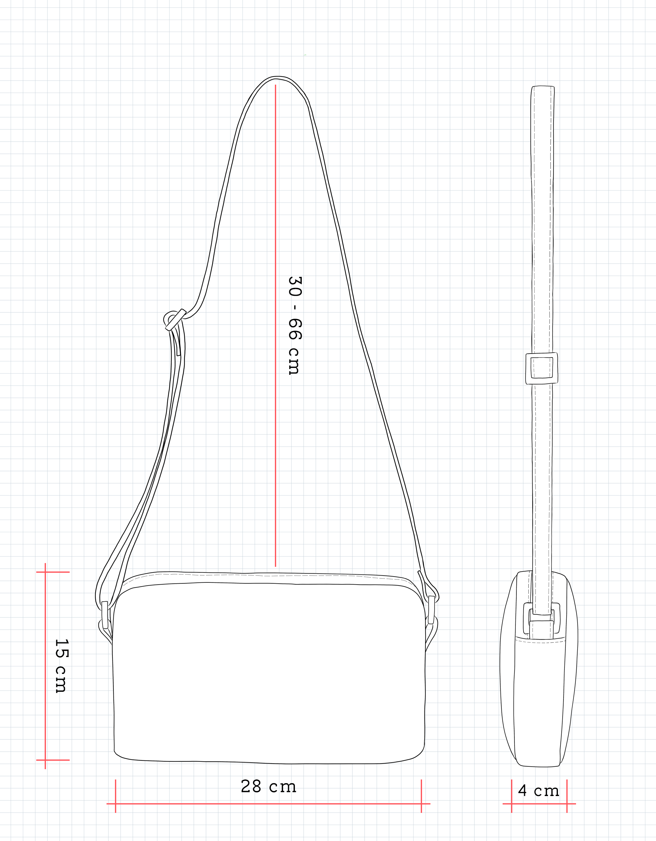 YB168 Leather Cross Body Bag Dimensions