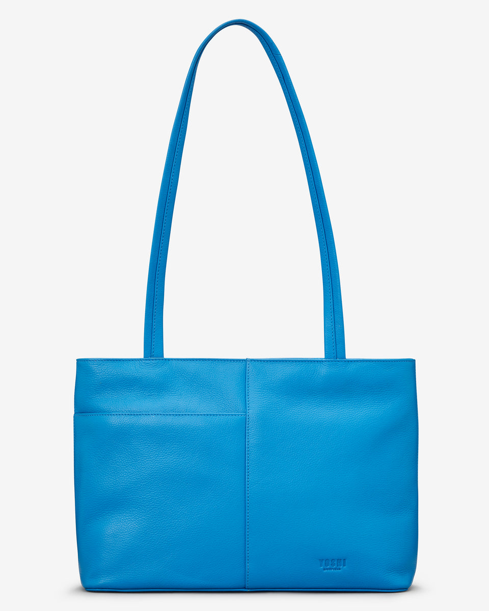 cobalt blue leather bag