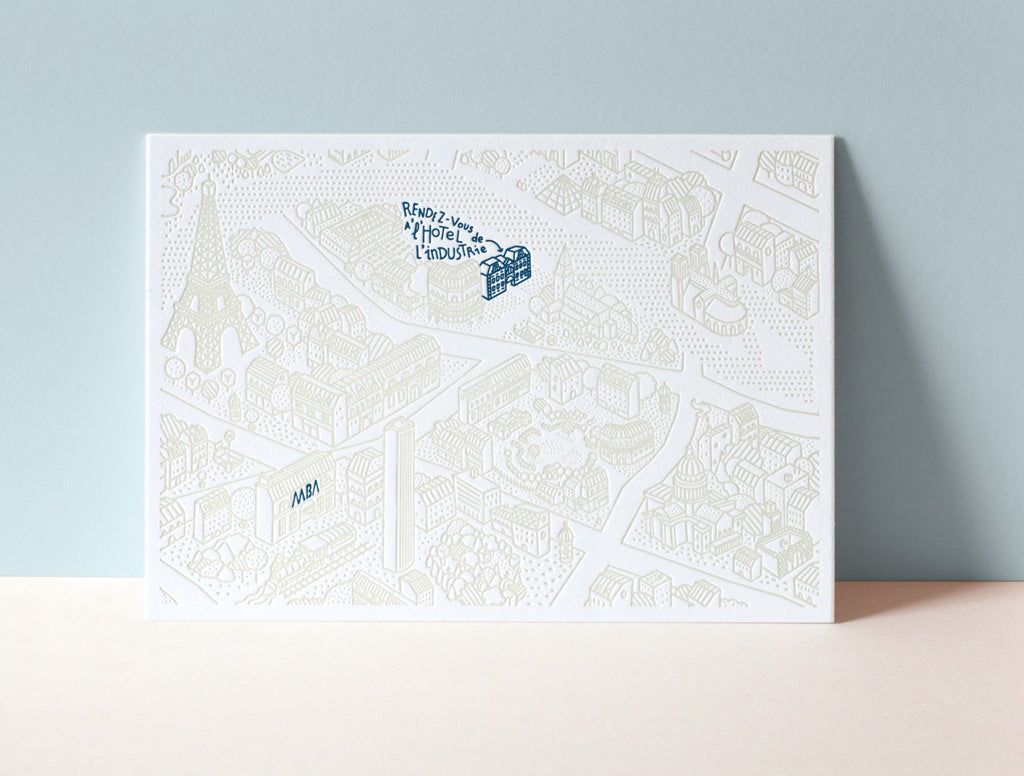 carton d'invitation letterpress deux couleurs - Letterpress de Paris