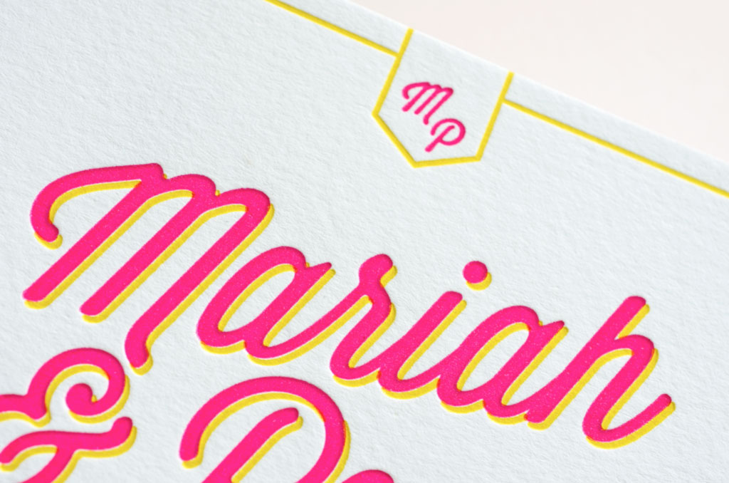 Faire-part de mariage letterpress M&P