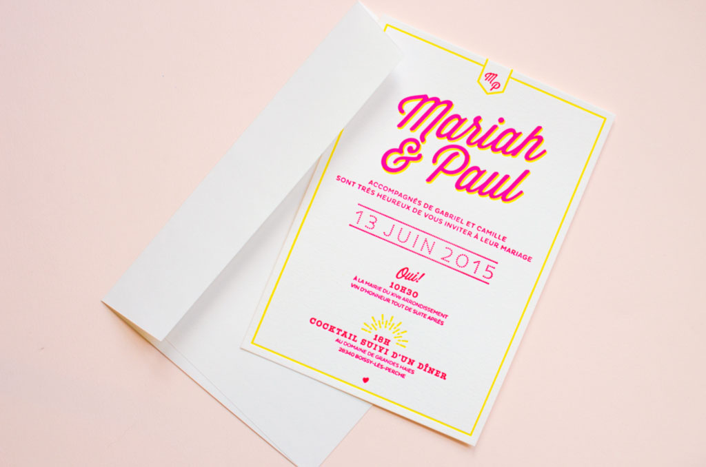 Faire-part de mariage letterpress M&P