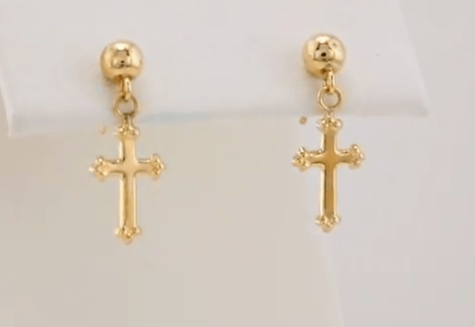 gold cross earrings studs