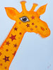 Red Brush Art Animal Portrait Giraffe Acrylic Painting