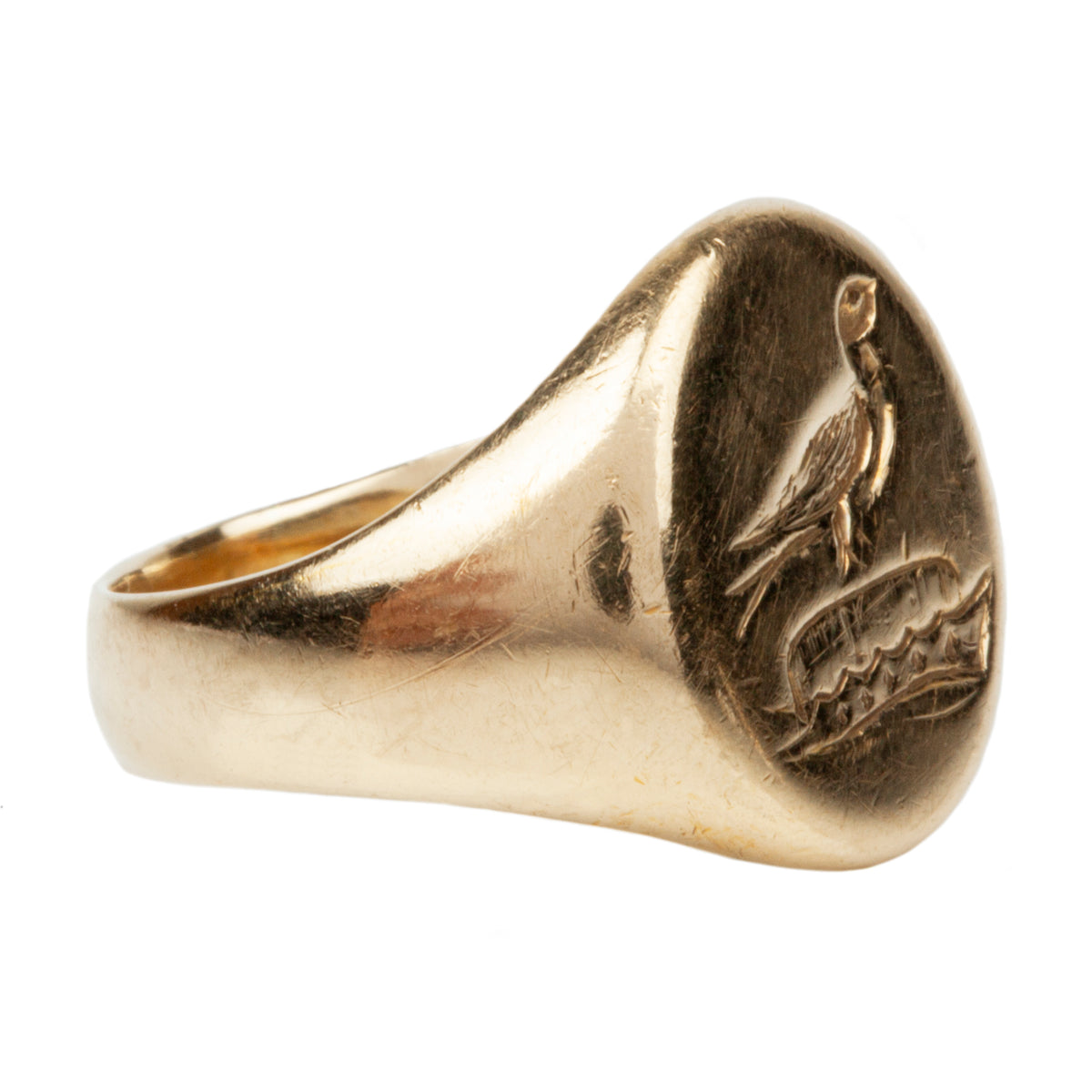 Victorian Era Ring with Bird and Crown Bell and Bird