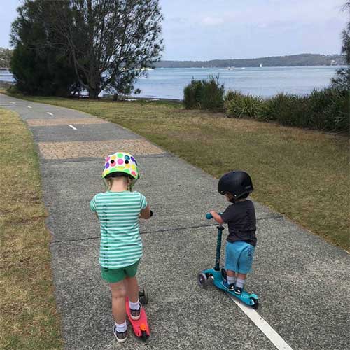 Boys on their Micro Scooters at Warners Bay 