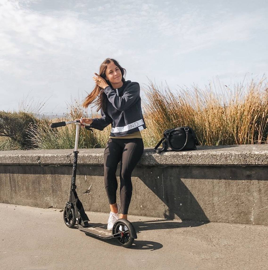 Mum with her micro adults scooter 