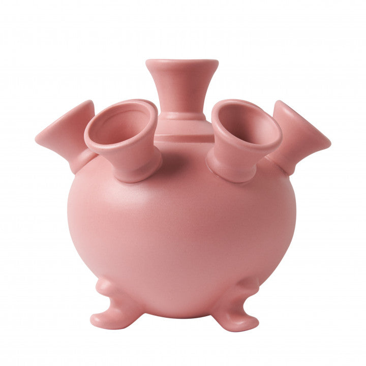 Footed Round Tulipiere Vase in Pink | European décor for the modern household
