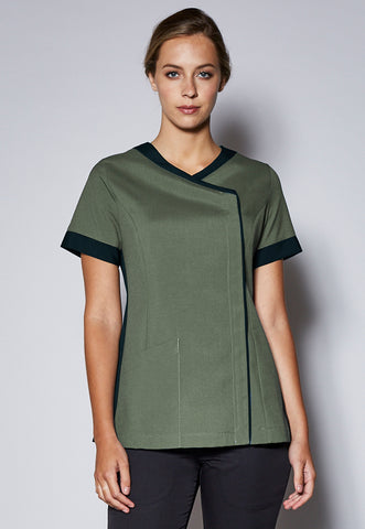 A42 Female Contrast Detail Crossover Zip Front Tunic