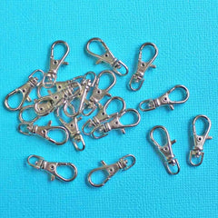 Silver Tone Swivel Lobster Clasps - 23mm x 9mm - 10 Pieces - FD134