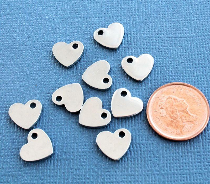 Heart Stamping Blanks - Stainless Steel - 11mm x 10mm - 10 Tags - MT102