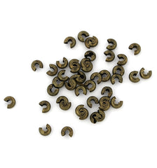 Antique Bronze Tone Crimp Bead Covers - 5mm Open, 4mm Closed - 100 Pieces - FD624