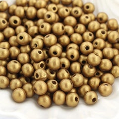 Round Hinoki Wood Beads 8mm - Soft Pearl Gold - 100 Beads - BD667