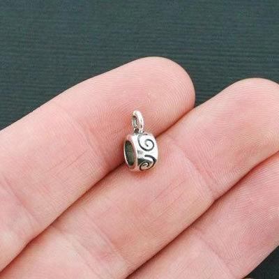 Bail Metal Beads 11mm x 7mm - Antique Silver Tone - 12 Beads - SC4531