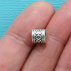 Tube Spacer Metal Beads 7mm - Silver Tone - 12 Beads - SC825