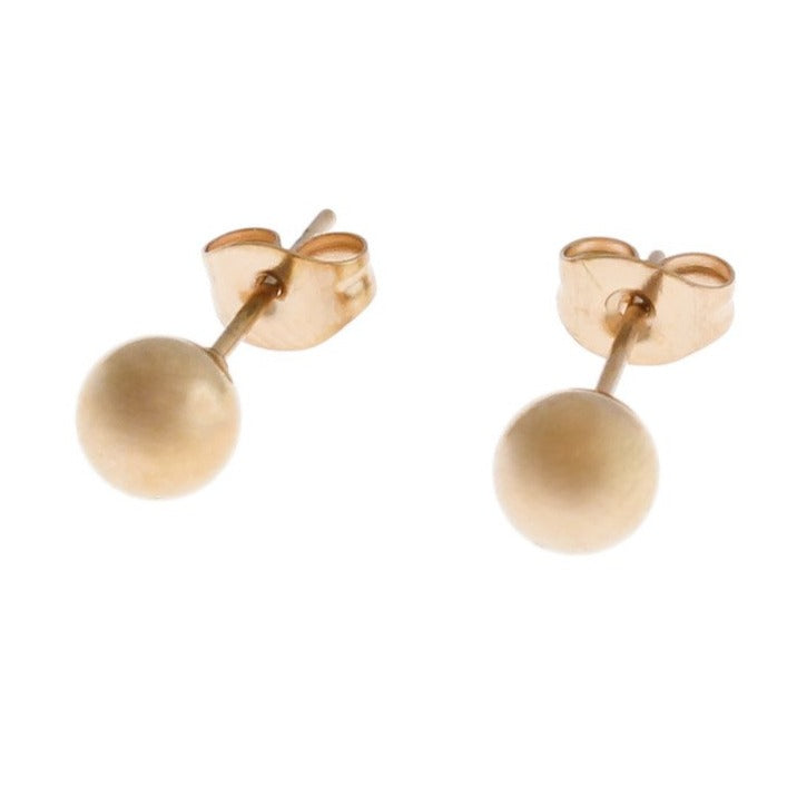 Rose Gold Stainless Steel Earrings - Ball Studs - 11mm x 6mm - 2 Pieces 1 Pair - ER196