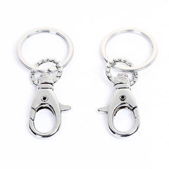 Silver Tone Key Rings with Swivel Lobster Clasp - 73mm x 15mm - 2 Pieces - Z446