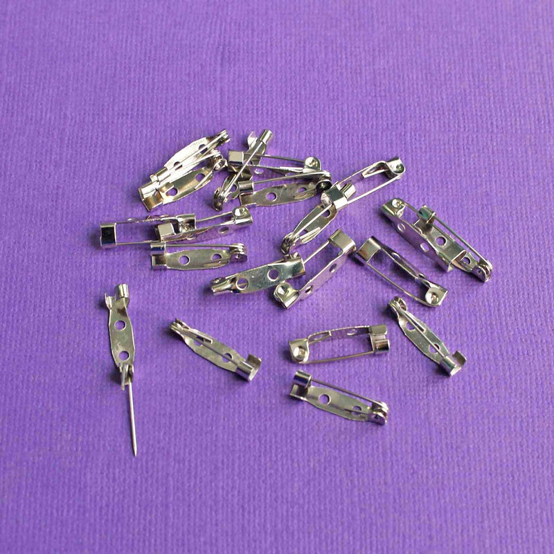 Silver Tone Brooch Pins - 20mm x 5mm - 20 Pieces - FD308