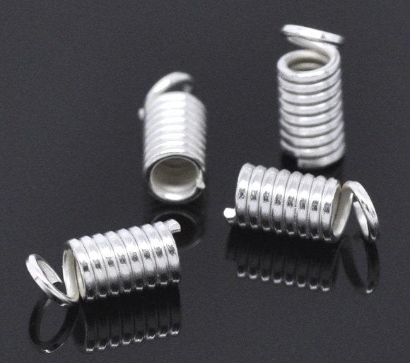 Silver Tone Coil Ends - 9mm x 4mm - 200 Pieces - FD033