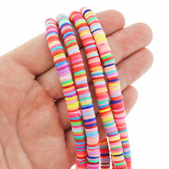 Heishi Polymer Clay Beads 6mm x 1mm - Bright Rainbow Colors - 1 Strand 380 Beads - BD1324