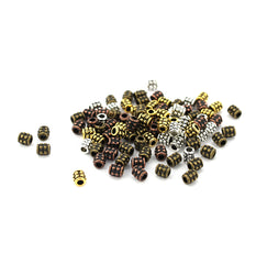 Spacer Metal Beads 4mm - Assorted Antique Silver, Bronze, Copper and Gold Tones - 100 Beads - SC7996