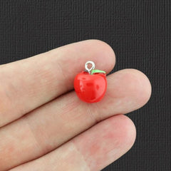 5 Red Apple Resin Charms 3D - K153