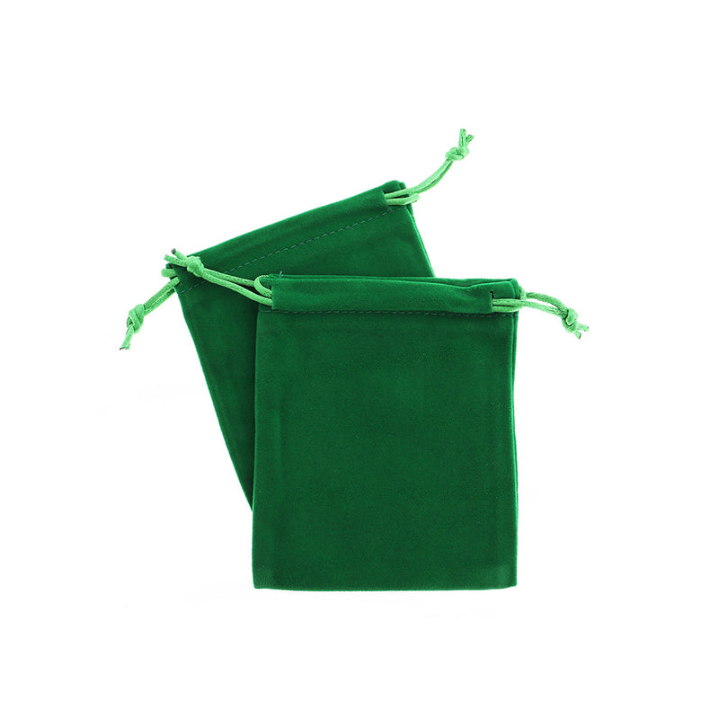 WHOLESALE 50 Velvet Drawstring Bags 12cm x 10cm Christmas Green Jewelry Pouch - TL096