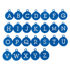 Blue Stainless Steel Letter Charms - Full Alphabet 26 Letters - Uppercase Alphabet - Smaller Size - ALPHA2600BFSBL