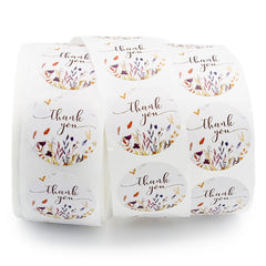 100 Floral Thank You Self-Adhesive Paper Gift Tags - TL153