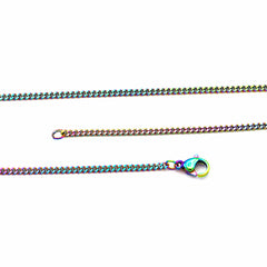 Rainbow Electroplated Stainless Steel Curb Chain Necklace 22