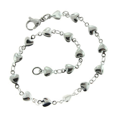Heart Stainless Steel Chain Link Bracelet 8.5