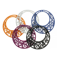 4 Assorted Round Filigree Natural Wood Charms - WP170