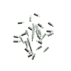 Silver Tone Cord Ends - 9mm x 4mm - 75 Pieces - FD027