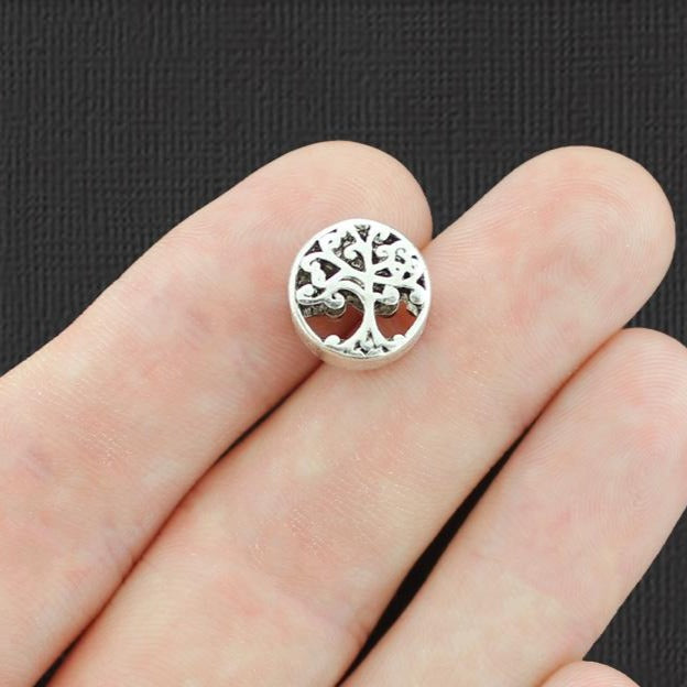 Tree of Life Spacer Metal Beads 12mm - Silver Tone - 4 Beads - SC7652
