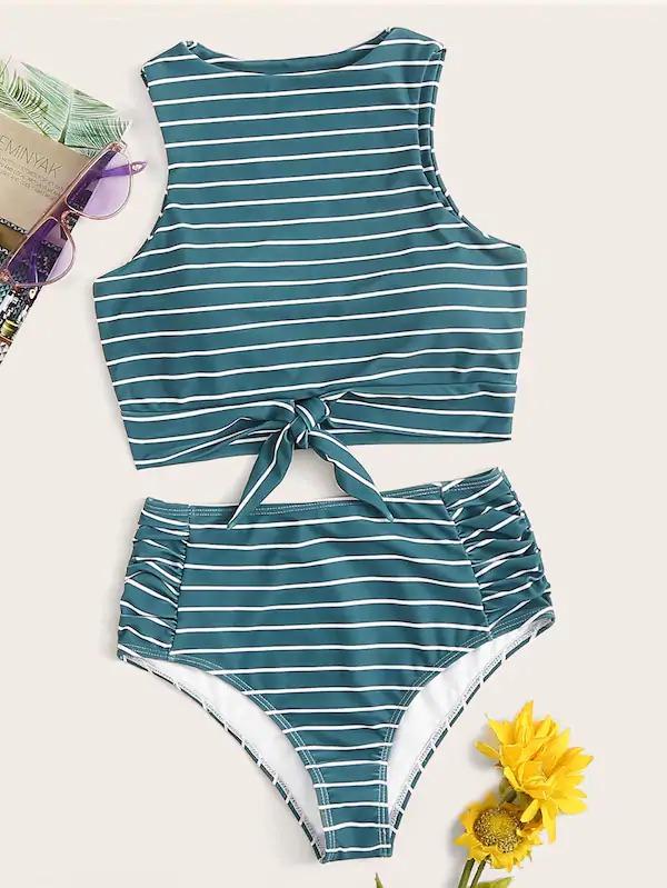 knot hem top bathing suit