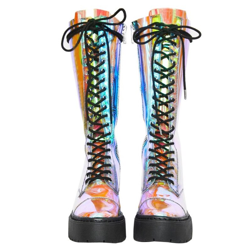 colorful knee high boots