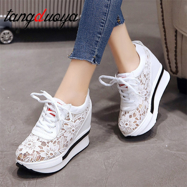 white platform wedge sneakers high heel 