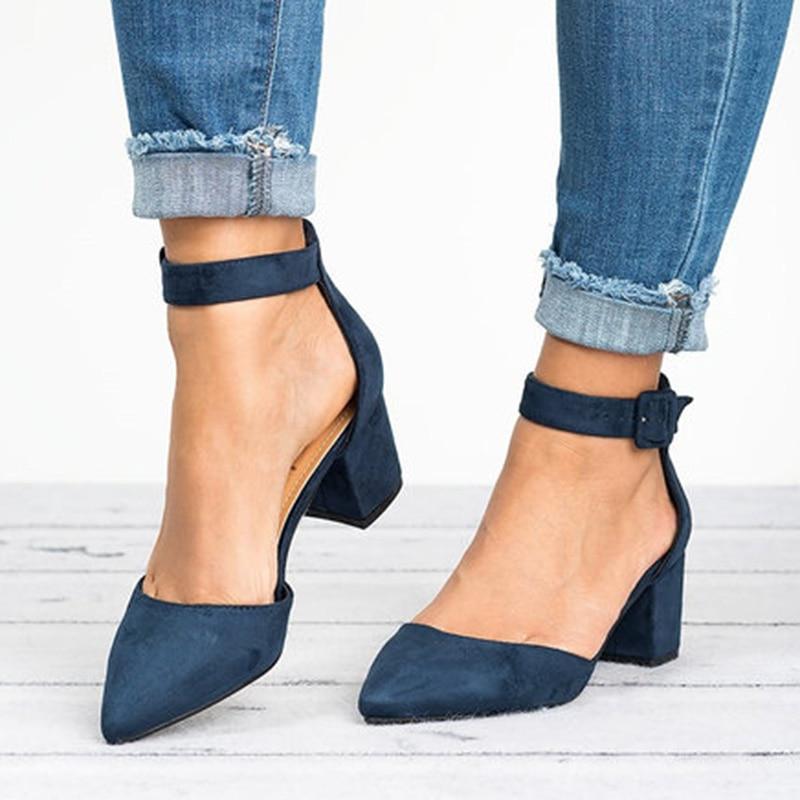 Low Heels Sandals Ankle Strap Shoes 