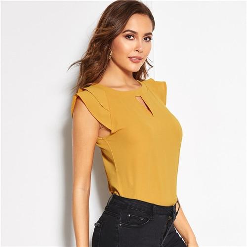 ladies yellow summer tops