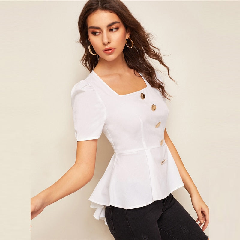 square neck peplum blouse