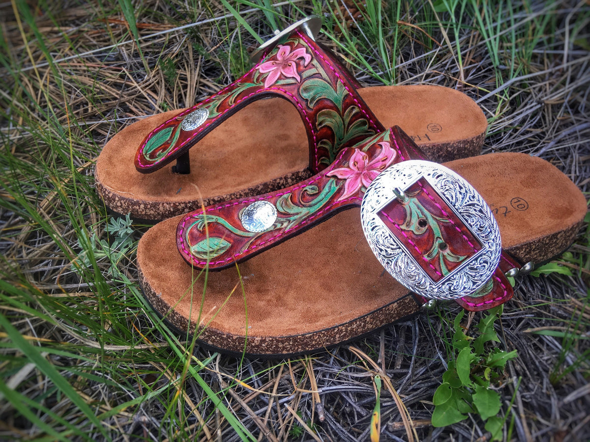 tooled leather birkenstocks