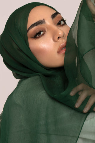 Dark Emerald Silk Chiffon Hijab