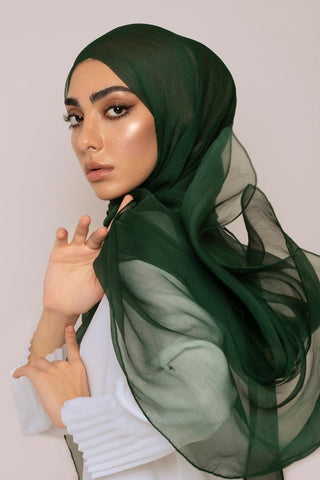 dark emerald silk hijab