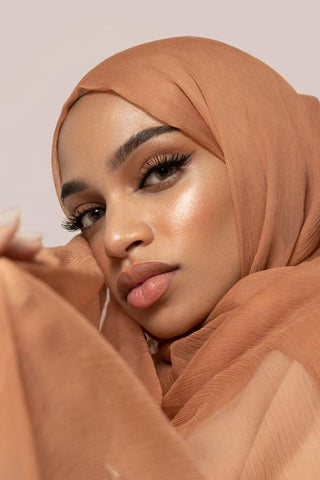 smoke peach chiffon hijab