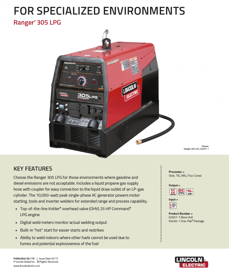 Lincoln Ranger 305 Spec Sheet