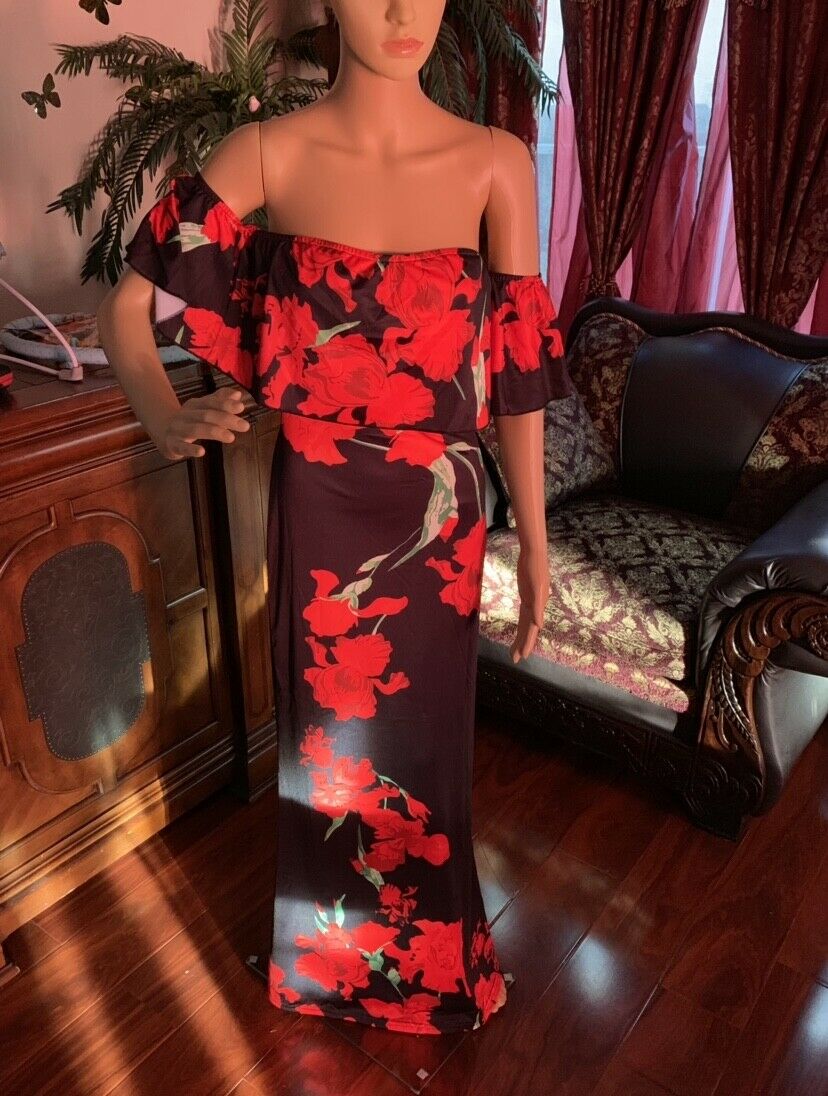 Women's off shoulder dress Hawaiian boho floral evening gown long maxi –  AWESOME FASHION