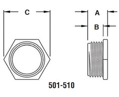 Metal Conduit Nipples Cap - Zinc Die-Cast Diagram