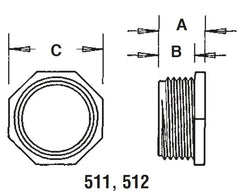 Metal Conduit Nipples Cap - Zinc Die-Cast Diagram