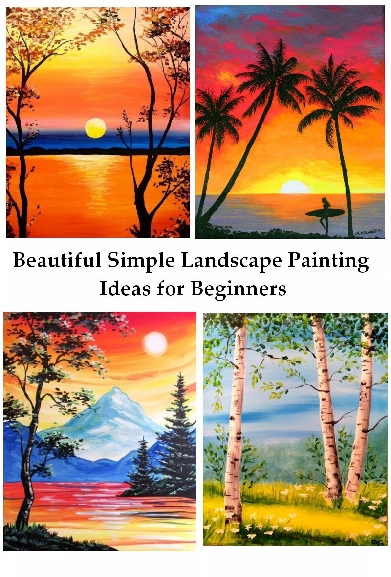 Beautiful Easy Landscape Painting Ideas for Beginners, Sunrise Paintin